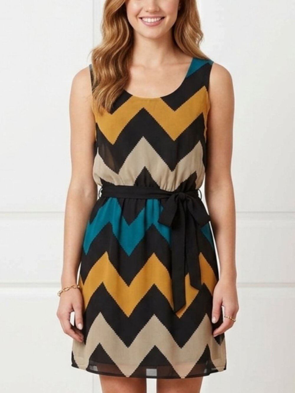 Summer Dress Sleeveless Chevron X-Small